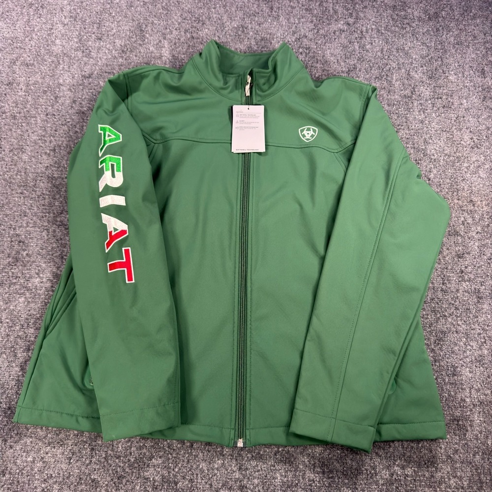 Ariat Classic Team Softshell Jacket Womens XXL Green Large Mexico Flag